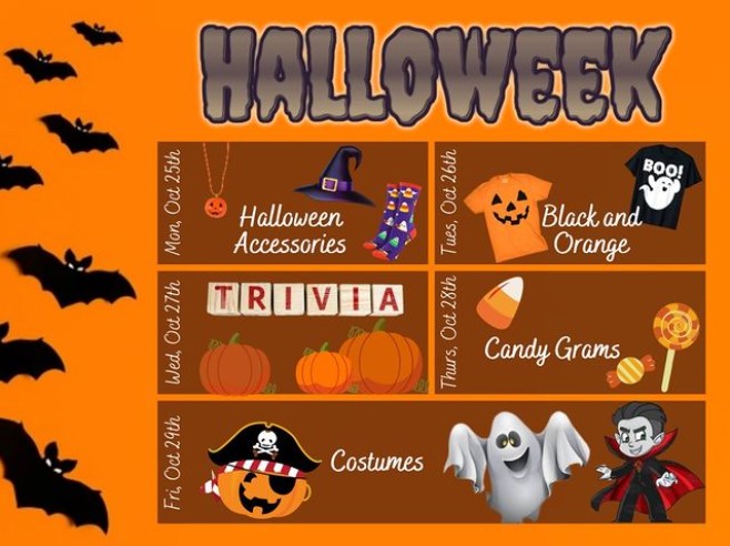 It's Halloweek at BCI!!! Let's see some school spirit and participation in this fun Student Council run week! Any days that u "dress up" for, please come to the main atrium at lunch for a yearbook photo. You can also take your own photos and send them to bciyearbook@granderie.ca