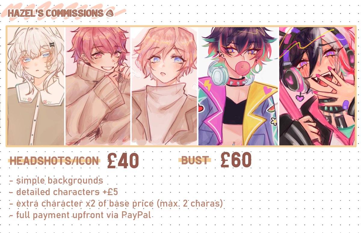dazedhaze_'s tweet photo. [ RTs appreciated !!✨]
I'm opening comms again !!! Need to make some money before school starts(sweats) 
Please read info and TOS in the replies!

There will be 4 slots available, if you're interested please dm me 
#commissionsopen #opencommissions https://t.co/mDh0xoOwoC