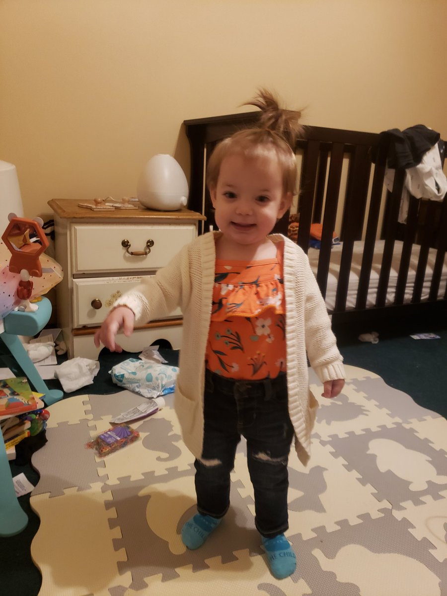 NannyBanannie's tweet photo. Oh my goodness when did she turn into a tiny teenager?! #15months #tinyteenager #32weeker https://t.co/EwGel5yp5J