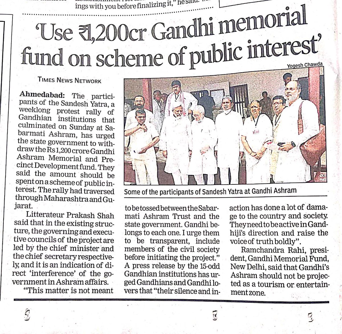 SaveSabarmati's tweet photo. ◆Sandesh Yatra News on Times Of India, Ahmedabad.
#गांधी_की_आवाज_सुनो
#sabarmati 
#मैं_साबरमती_आश्रम_बोल_रहा_हुं....
#SaveSabarmati https://t.co/ZWeNODZ7Ks