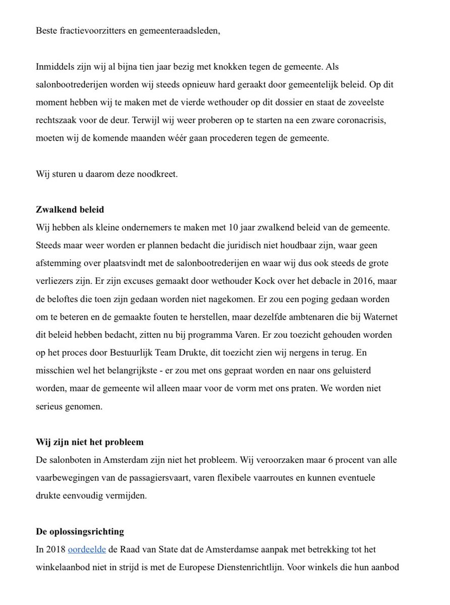 SalonbotenA's tweet photo. Wij stuurden deze noodkreet naar de Amsterdamse politiek en bieden woensdag onze petitie aan: https://t.co/P3zQy4cTOU https://t.co/fxU3LQGqFK