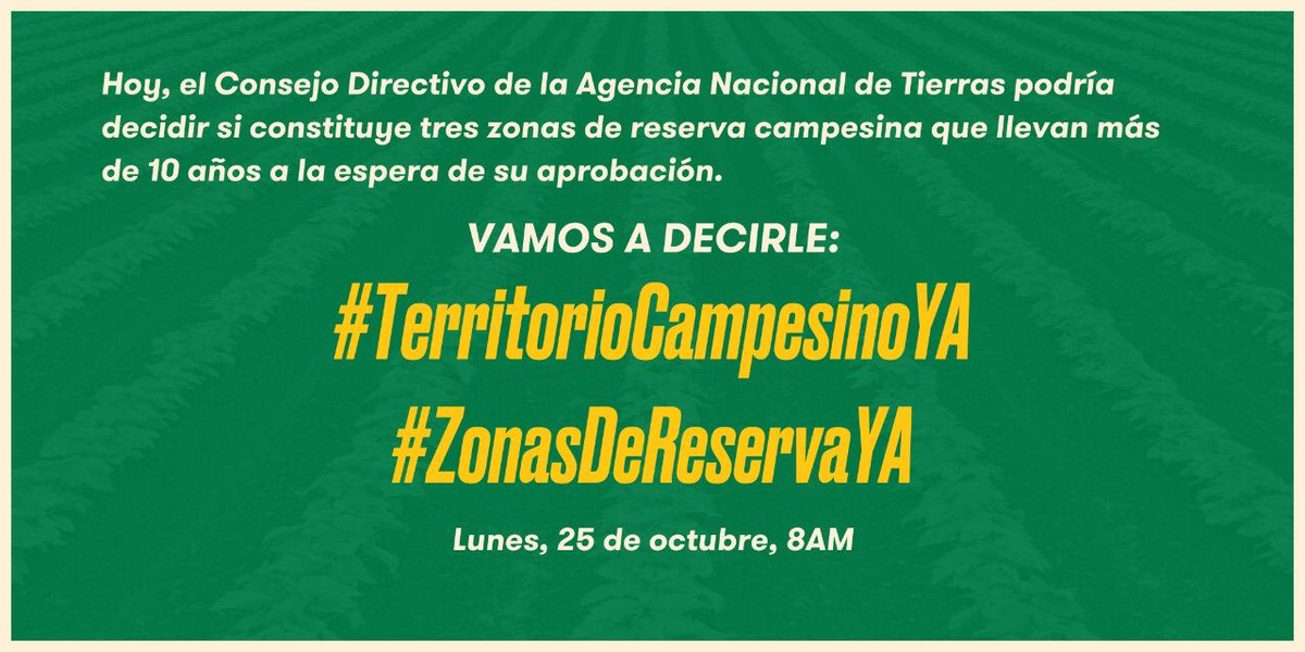 VisnuPosada's tweet photo. Hoy se deben constituir 3 Zonas de Reserva Campesina… Escuchen este twitter spaces a las 8 am https://t.co/e8Al7QIeE0