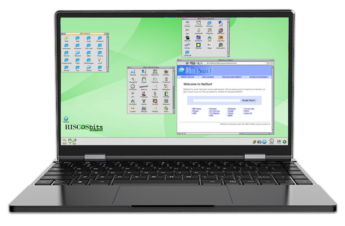 RISCOSbits's tweet image. Come and see our shiny new #LapDock project for the #Pi4 at #RISCOSLondon2021:
Backlit 84 key keyboard
Integrated trackpad
Mini HDMI in
Full range of EDID screen modes
Full HD screen
360° hinge
Powers a Pi4 for up to 5 hours
Works with other 5v boards

#RISC_OS
#Portable
