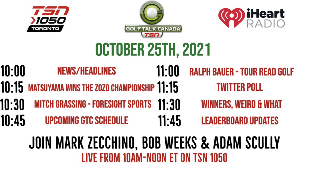 GolfTalkCanada's tweet photo. Join us at 10am on @TSN1050Radio ! https://t.co/lShILgmysP