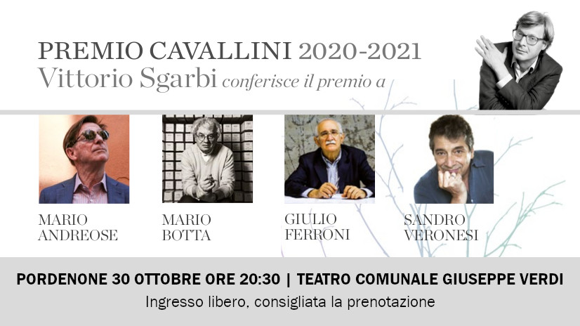 comunepordenone's tweet photo. 📘✒ Ritorna il Premio Cavallini
🏆 @VittorioSgarbi conferisce i premi a Mario Andreose, Mario Botta, Giulio Ferroni e @SandroVeronesi

⏰ Sabato 30 ottobre ore 20:30 al @TeatroVerdiPN

Ingresso libero
ℹ Info e prenotazioni 👉 https://t.co/JCLul7AeCi 
#EventiPN #Letteratura https://t.co/P5BhVo3TOf