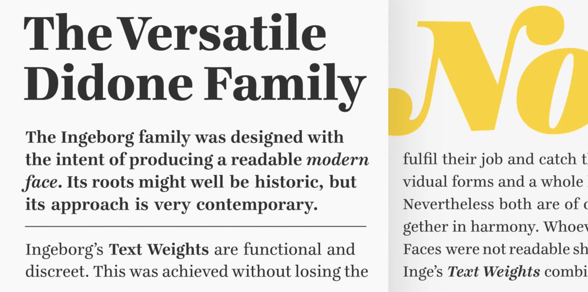 MyFonts's tweet photo. SALE EXTENDED!

@Typejockeys’ award-winning Ingeborg – by the talented @wasianed – is a modern #Didone with #Victorian undertones. Beautiful #serifs, funky ball terminals, and all the trimmings – even #unicase! 50% off during #Fontacular, ending tonight: https://t.co/fOlIh4QDgD https://t.co/BZ8xx1e3xq