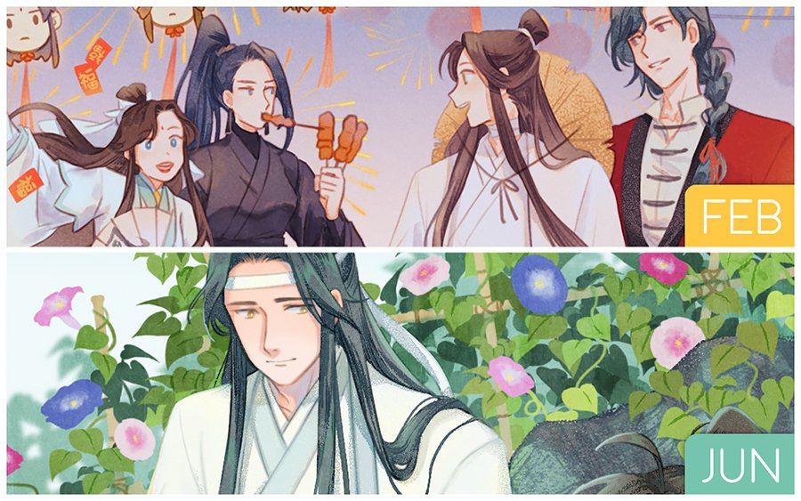Hi! 2022 MXTX Reunion Dinner fan calendar organized by @kororolling  is up for preorder 🥳
I contributed to the months of February and June! 

Preorder closes Nov 14th: https://t.co/Wt9pUyab2f 