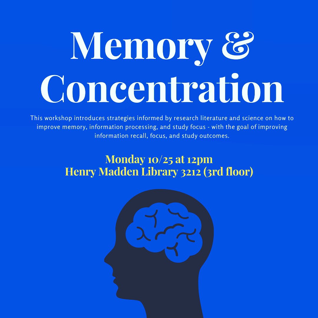 Workshop happening today! Join us in learning strategies that can boost your Memory &amp; Concentration✏️🧠