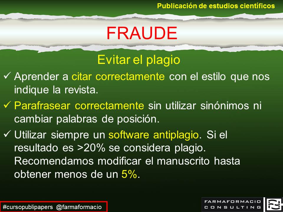 farmaformacio's tweet photo. #cursopublipapers Evitar el plagio https://t.co/m5409UjYqd