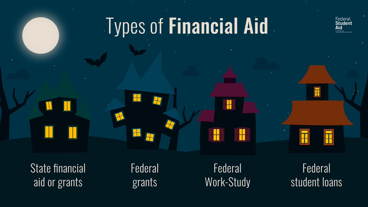 Nothing scarier than missing out on money to help pay for school.

When you complete the 2022–23 FAFSA® form, you’re eligible for all these types of aid. Learn more: go.usa.gov/xMzYp