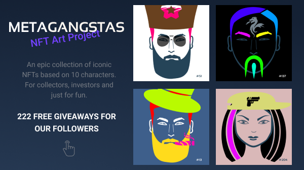 TurboTPunk's tweet image. 🚨 HUGE #NFTGiveaway 🚨

@Metagangstas Collection

222 #NFTS Giveaways 🖤

1️⃣ Follow us
2️⃣ Like &amp;amp; Retweet this post

📯 Winners will be notified from November 15 
🚀 Become part of the hype