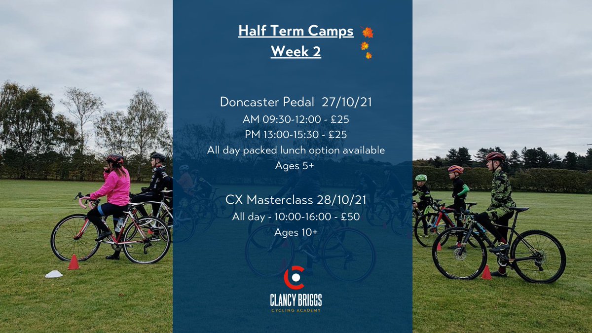 ClancyBriggs's tweet photo. Half term camps are in full swing, we've still got places availabe in Doncaster this week on both our Pedal and CX Masterclass camps - come and join in the fun!
#getoutandride #clancybriggs #doncaster #halfterm #kidsactivities #cycling #learntoride #bikelife #funonbikes https://t.co/VybKc2QqBd