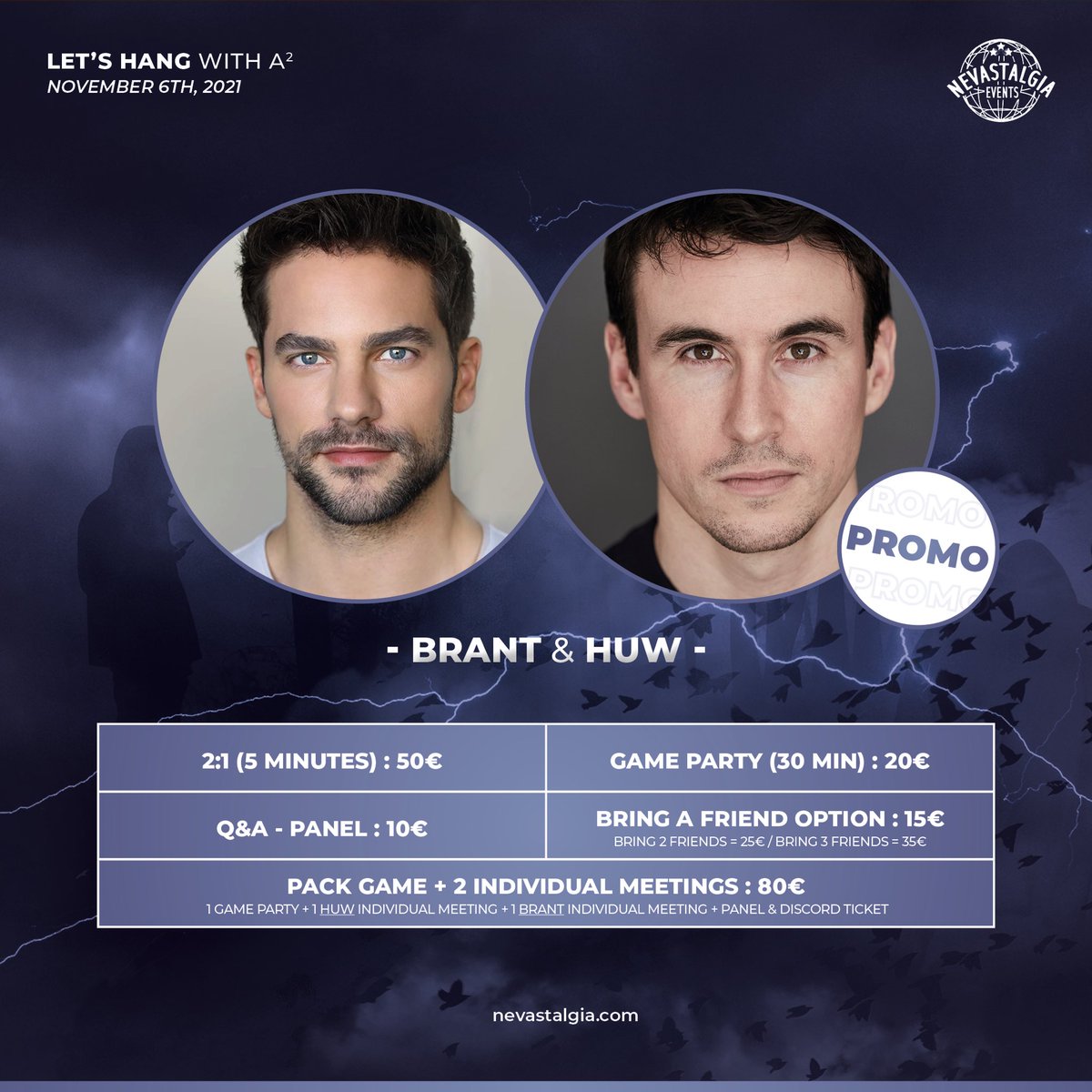 nevastalgia's tweet photo. #LHWA2 RÉDUCTIONS // DISCOUNTS 🅰️ With less than 2 weeks to go before our PLL virtual event, we wanted to offer you some discounts* on all of Brant and Huw's activities.

*In limited quantity, directly applied on the ticketing:

🎟 https://t.co/JcTdWYKLSW https://t.co/Emqb8cBz3i