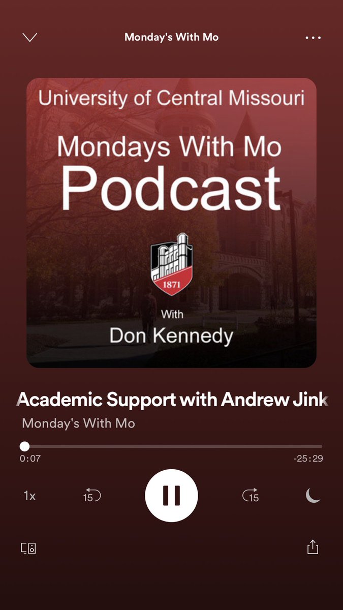 JaredUCM's tweet photo. Did you know that the @UCentralMO admissions office has a podcast? Don sits down with Andrew Jinkens to talk about academic support! #ChooseUCM #VisitUCM https://t.co/vjp0UYomwE