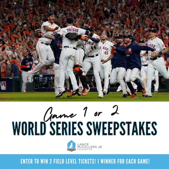 Your chance to WIN! Join our World Series sweepstakes to win 2 field level tickets to games 1 or 2 vs Atlanta. Link in BIO to enter!