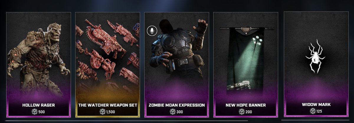 Esta es la 🔥tienda semanal🔥 para #gears5 disponible el día de mañana. 

🚨La sección de los #eSports se mantiene como esta.🚨

Like❤️ y Rt🔁 apoyan bastante.