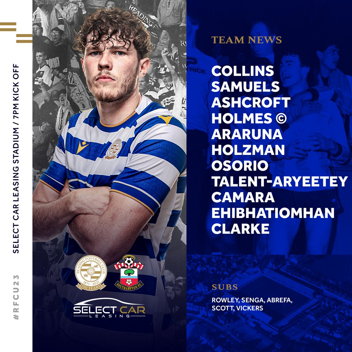 🚨 Your #RFCU23 starting XI for tonight's clash with <a href="/SouthamptonFC/">Southampton FC</a>.

There's a first match involvement in over a year for <a href="/f_araruna/">Felipe Araruna</a> who continues his recovery from injury, new addition Rashawn Scott takes a place on the bench &amp; Tom Holmes captains the side! ©🤝

#RFCU23 | #PL2