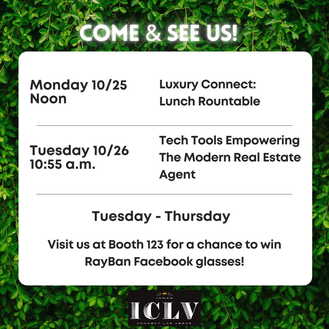DropOffer's tweet photo. Headed to #inmanconnect in Las Vegas? We’d love to meet you! Swing by and say hello at Booth 123. Hear from our Co-Founders at the Luxury Connect Roundtable Lunch today and on stage Tuesday talking tech. We can’t wait to see you in person and connect with those online #iclv https://t.co/YIlFSWod0x