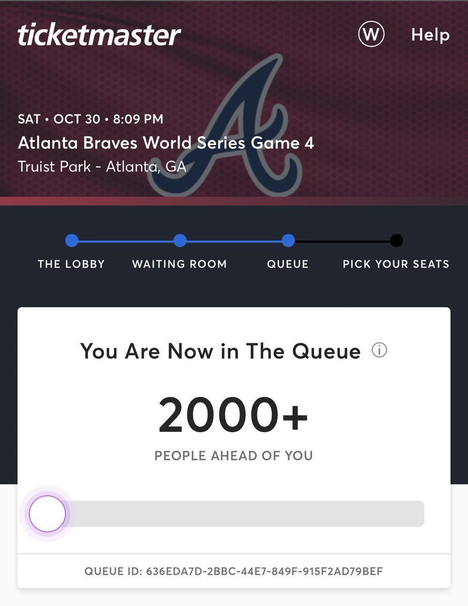 bwombat24's tweet photo. Welp, this was only one minute into the presale. So much for my dream of seeing my Braves play live in the #WorldSeries 🙄 https://t.co/sR7EUEajgU