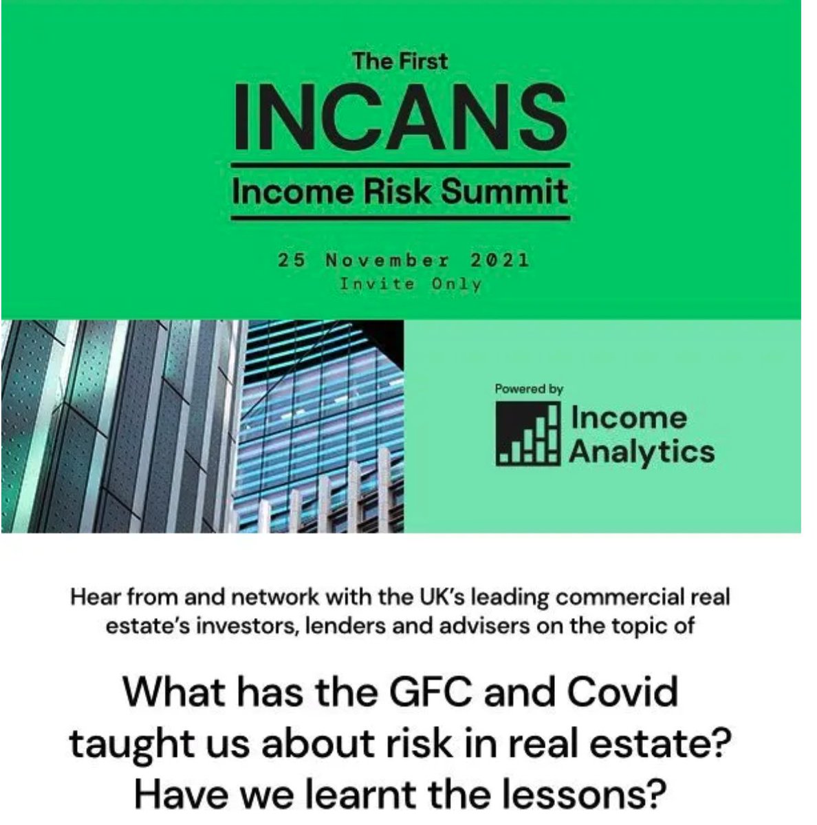 incans_risk's tweet photo. Registration now open for the INCANS Income Risk Summit on 25th Nov @Savills with keynote by Prof Andy Baum, panel chair @DamianWild and a panel of world class experts! LIMITED PLACES so register now!
https://t.co/CVxr3MtFRj https://t.co/kxvpkX7bds