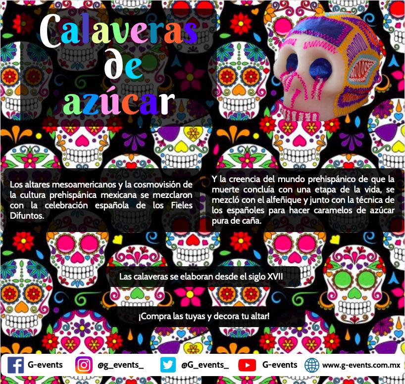 G_events_'s tweet image. Tan #vistosas y #coloridas las #calaveritasdeazúcar que #adornan #nuestros #altares de #díademuertos #tradición #mexicana #siempre #presente no #olvides #comprar las #tuyas 😎