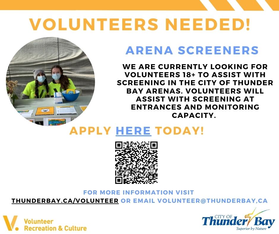 CTBayVolunteers's tweet photo. ‼NEW VOLUNTEER POSITION‼
We are looking for volunteers to assist us with screening in the City of Thunder Bay Arenas. 
Visit https://t.co/7vqaRRYdcr for more information and to apply! 🎉❄
#volunteer #Arenas #skating #hockey #thunderbay #jobs #applytoday #screening #community https://t.co/nEBeJ251Uj