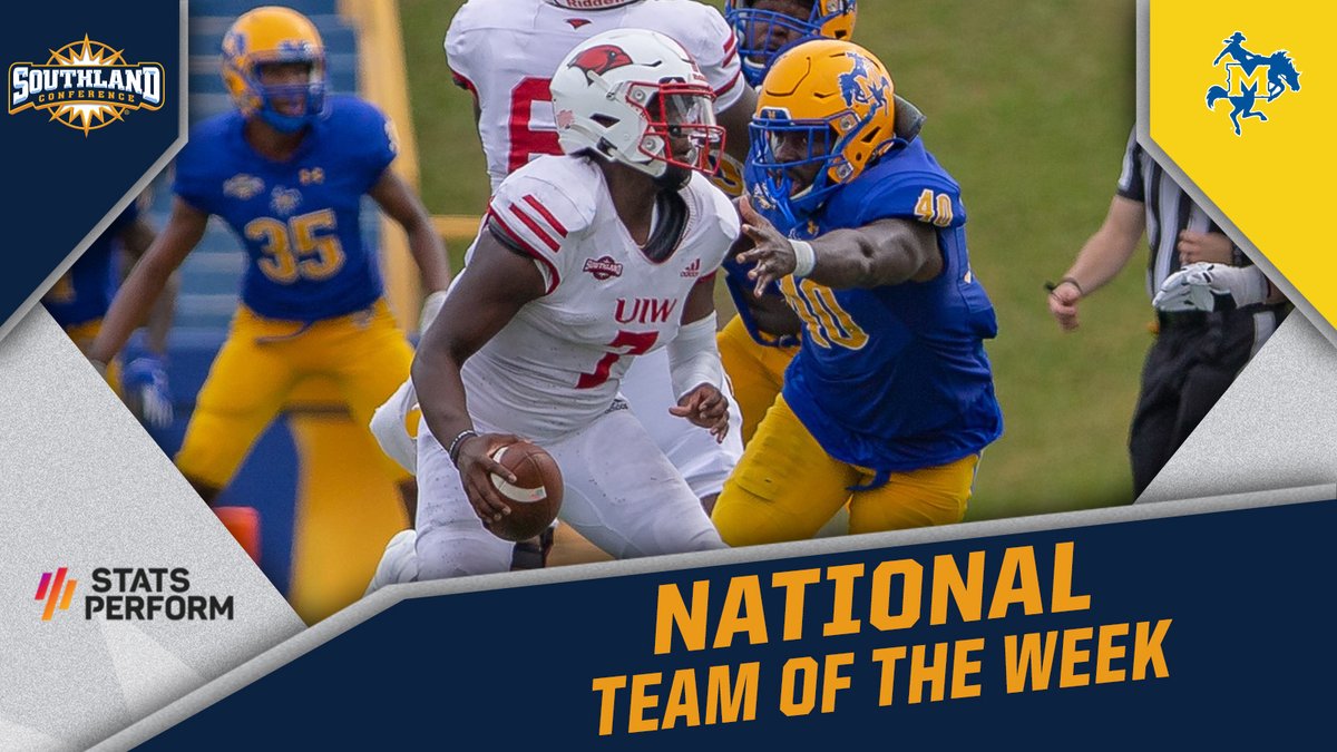 SouthlandSports's tweet photo. Congrats to McNeese on being named the Stats Perform FCS National Team of the Week after a 2⃣8⃣-2⃣0⃣ upset of then-No. 1⃣6⃣ UIW❗️ #GeauxPokes #FCS

🏈2⃣0⃣0⃣th all-time #SouthlandStrong win
🏈4⃣th straight year w/ 🔝2⃣5⃣ win at home
🏈🔟 sacks
🏈3⃣ interceptions https://t.co/eQBgbeDu4j