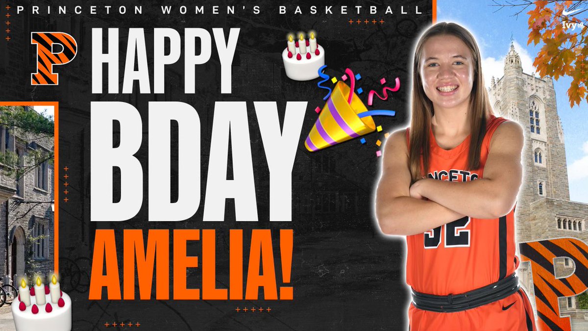 PrincetonWBB's tweet photo. Join us in wishing one of our newest and smiliest tigers, #️⃣3️⃣2️⃣ @amelia__bball a very happy birthday‼️🥳
We hope you have the best day, Ozzy!! #BirthdayBucket https://t.co/q1rVHbqAwA