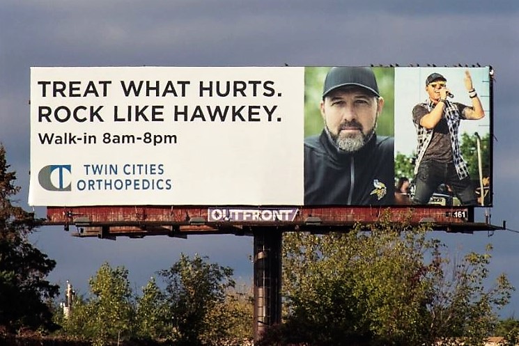 twincitiesortho's tweet photo. Treat what hurts. Rock like Hawkey.
Look for our @Chris_Hawkey billboards across the metro & watch his incredible story here: https://t.co/JkihTgnVR7
#treatwhathurts #rocklikehawkey #kfan #chrishawkey #powertrip #teamtco #twincitiesorthopedics #tco #kneereplacement #surgery https://t.co/EdFqJE4M9G