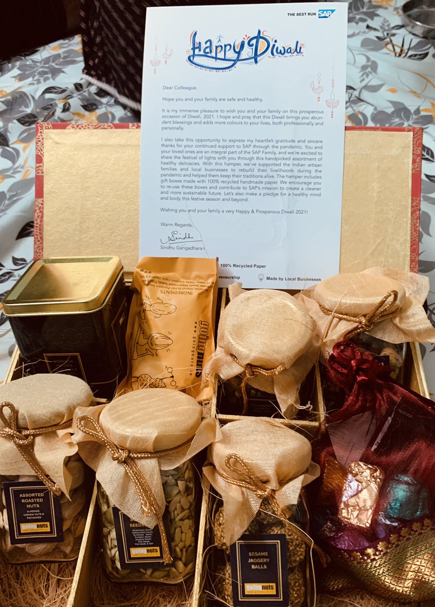 Diwali is near and Diwali gift is here. #SAP never fails to bring smile and happiness in our journey along. Here is a sweet gesture from this wonderful organization telling us I remember you and wish you all the goodness to you and your family this festival. #LifeAtSAP