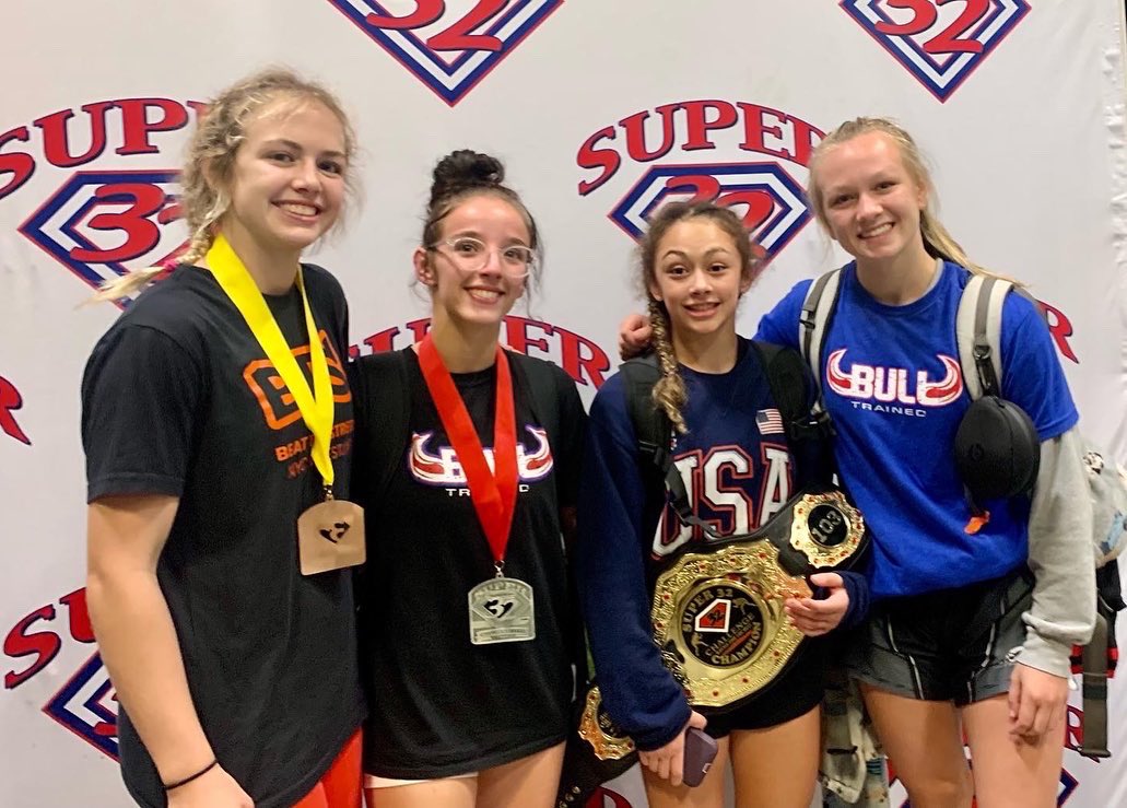 sammiehenson's tweet photo. 4 of 9 place @missouriwrestle winners #Super32 wrestle 4 BULLTRAINED..... 

1st ever 2 Champs 
Luke Lilledahl &amp; Ava Ward
Faith Cole 2nd
Paige Wehrmeister 4th
#focusbullieve🐂🌙⭕️ 
https://t.co/HC7C8b4D87
Results Driven! 1%

#dreammakers #mentalityearned #bullmentality🐃 https://t.co/IS0R5mcXcy