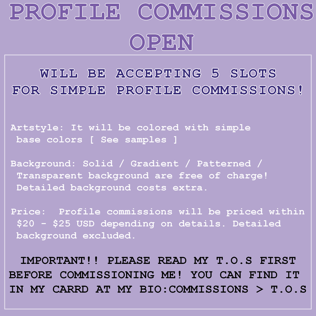 _Clane_'s tweet photo. HAHA PROFILE COMMISSIONS OPEN

I'm opening 5 slots for profile commissions!

DM me for more questions! might edit this to a thread if there are frequent enough questions.

My carrd! https://t.co/1MI3Wp4ctK

Retweets and interactions are very much appreciated :] https://t.co/Fb6n7hHl0H