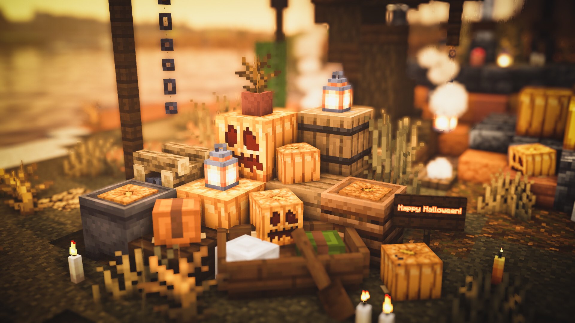 そろんごクラフト マイクラ建築 小物を中心に ハロウィン建築 楽しすぎました W و و 故にキリがなく 沼状態ヾ 3ヾ ハロウィンまでにupしたいんだけど 間に合うかな 三 マインクラフト Minecraft Minecraftbuilds