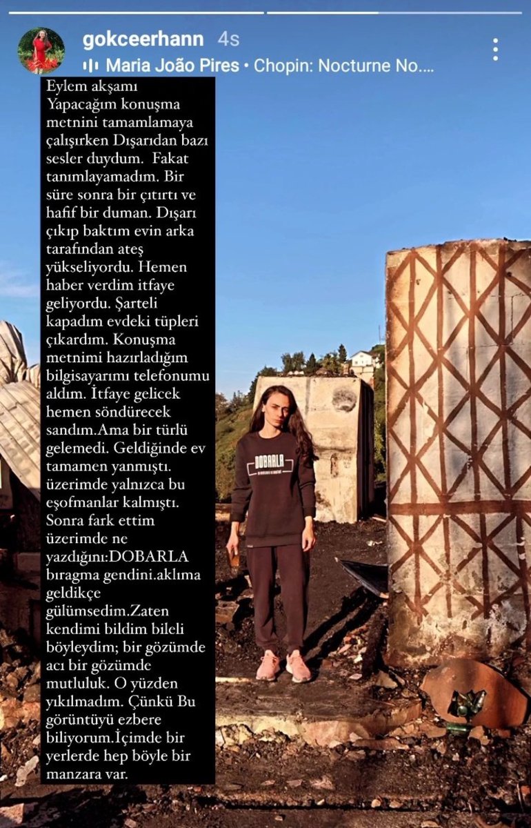 #GökçeErhan'ın yalnız kalması demek; gerçek vatanseverliğin, doğa sevgisinin, umudun, iyi insanların da yalnız kalması, saf kötülüğün, sahte vatanseverliğin kazanması demek. Ona yalnız olmadığını hissettirmek hepimizin boynunun borcu olsun. instagram.com/gokceerhann/