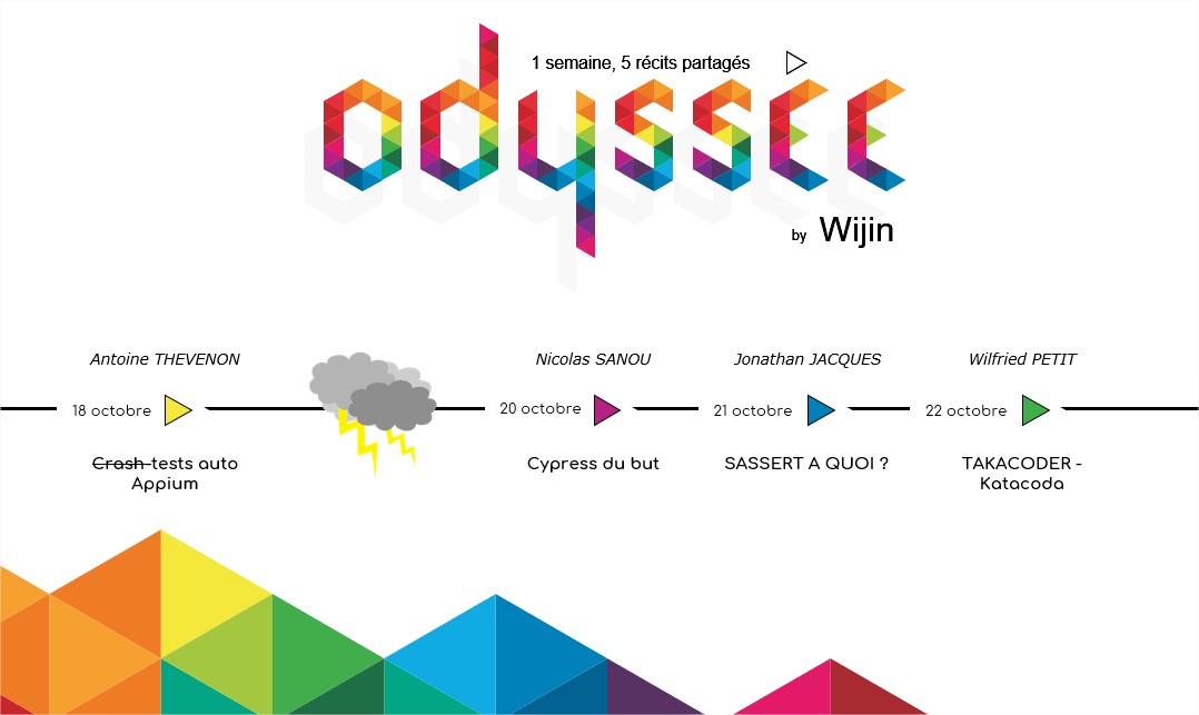 Ainsi s'achevait semaine dernière notre nouvelle Odyssée, nous faisant passer par #Appium, #Cypress, #Sass et #Katacoda. Merci à nos conteurs d’avoir partagé leur récit, nous permettant de mieux naviguer, contre vents et marées. 
#WijinOdyssee #partage