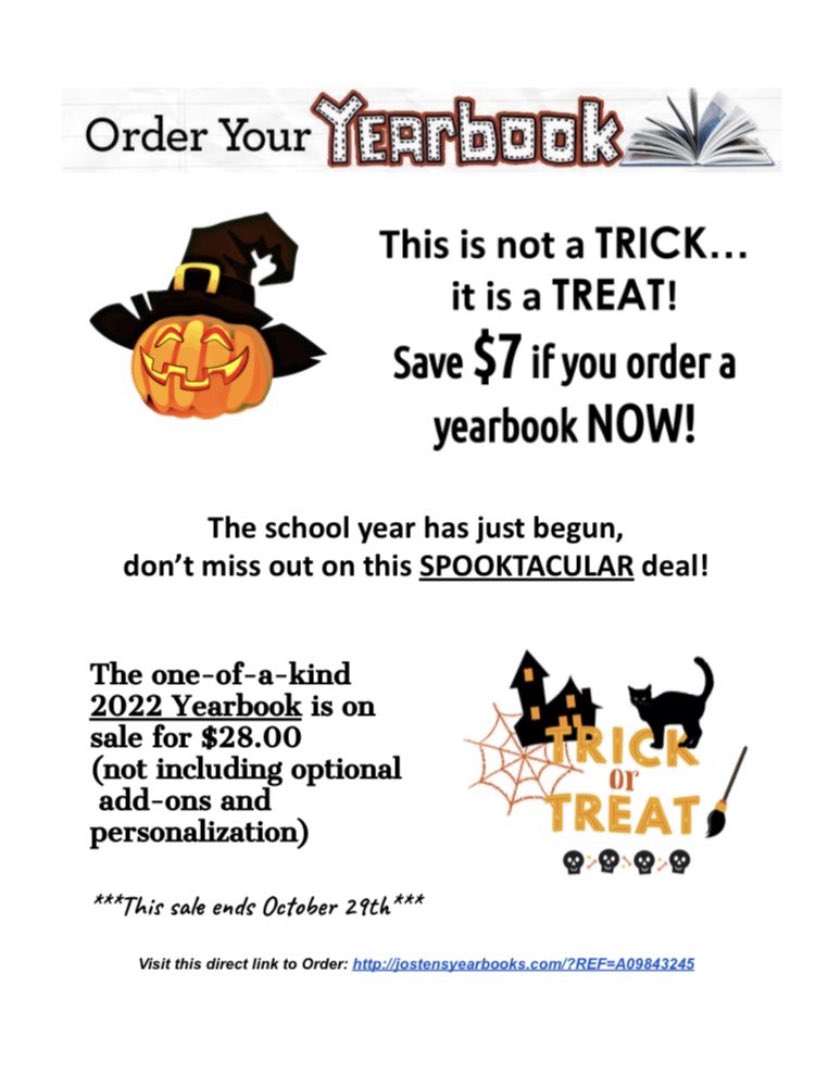 Esposito_LDTC's tweet photo. Riverdale’s 2022 Yearbook Halloween Sale ends on Friday!  Don’t miss out on this SPOOKTACULAR deal!! (Links to order can be found on the school website) @_RamsRock @kcaufield315 https://t.co/SkorJT3N4f