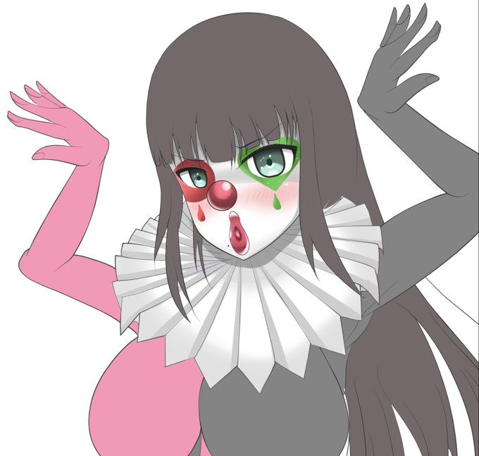 今月最後の依頼絵進捗。髪型が変わるピエロですわ 