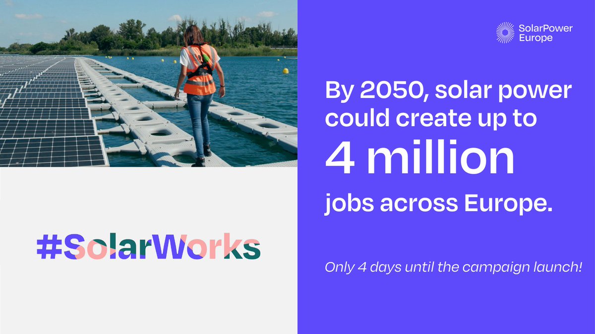 Happy #EUSEW2021 &amp; #SolarWorks launch week!

Only 4⃣ days until launch of our campaign that will highlight the immense job opportunities in the European solar sector!

Come and join our #SolarWorks launch &amp; networking event on 28 October➡️ bit.ly/3puN3BM
