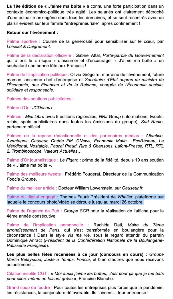 Très heureux d'avoir reçu aujourd'hui la "Palme du digital engagé" par <a href="/JMmaboite/">J'♥ ma boite Officiel</a> 
cc <a href="/SdeMenthon/">Sophie de Menthon</a>