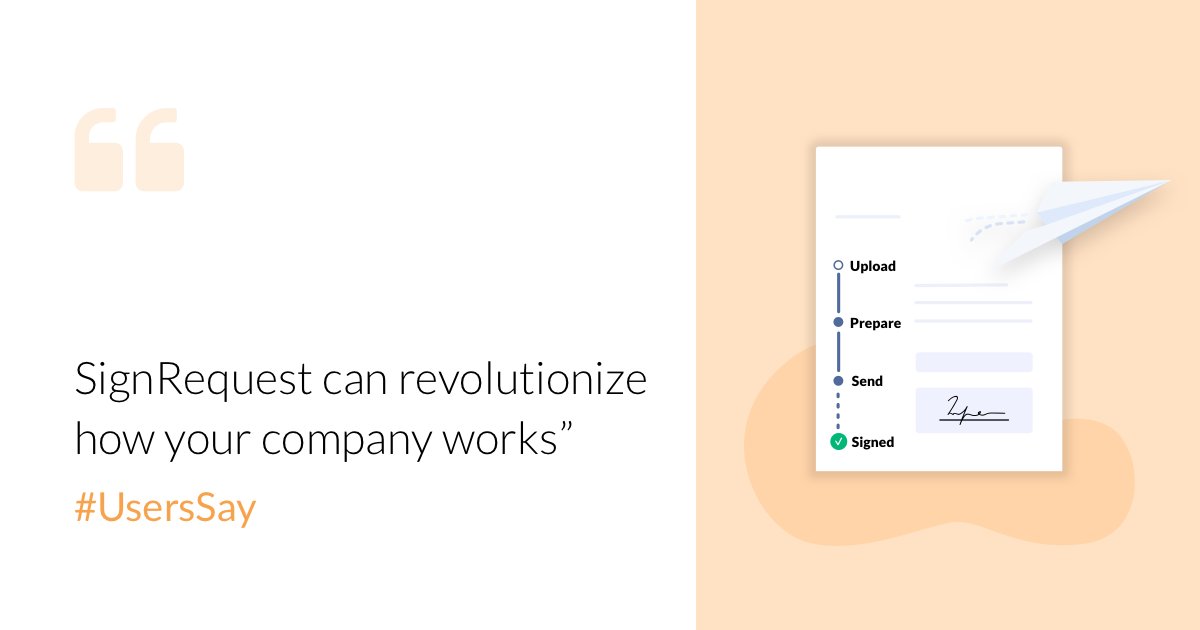 SignRequest's tweet image. Want to help colleagues cut the time from send to signature by 66%? We have the answer. Read the full review: bit.ly/2Zry6FY #esignatures #userreviews #signrequest