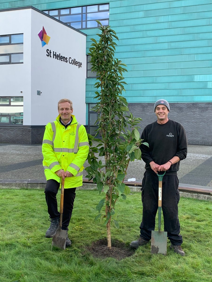 StHelensCollege's tweet photo. Thank you to Tom and Eric from Nurture Landscapes for planting our new Prunus Amanogawa last week to bring #CollegesWeek to a close. 🌸

The new tree will bring a pop of colour to the Town Centre Campus by next spring. 🌳

#LoveOurColleges #GetInGoFurther #EcoFriendly https://t.co/OzoUoBkx7D