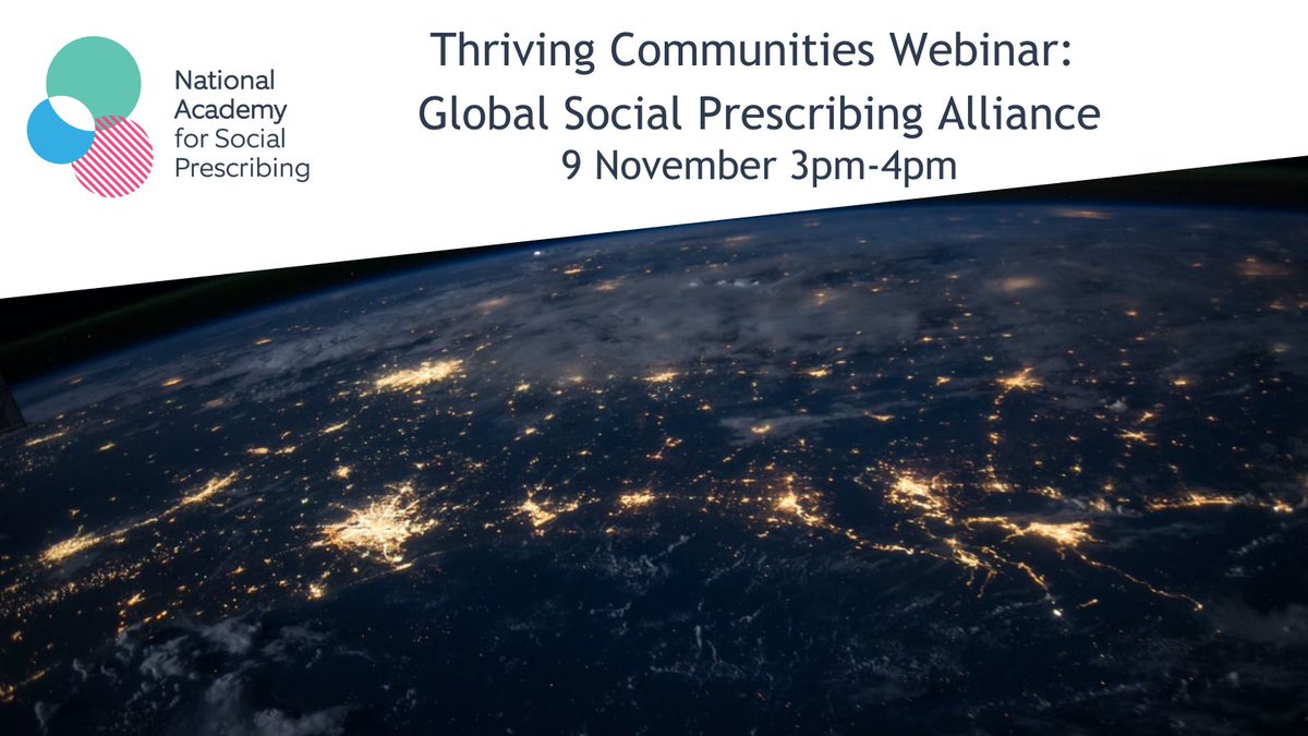 NASPTweets's tweet photo. Want to know how #socialprescribing is developing globally? 

Do you work in the NHS, the voluntary and community sector or commissioning?

Join our #ThrivingCommunities webinar with @GSP_Alliance and @BogdanBCG
 
⭐ 9 Nov 3pm ⭐

Register here https://t.co/ZDoNs6DgvI https://t.co/J7saqenCra