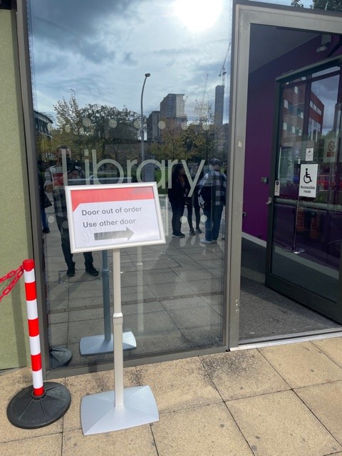 AstonUniLibrary's tweet image. Unfortunately the revolving doors at the Library entrance is currently out of service. We're sorry for this inconvenience and hoping to have the revolve resolved soon! #DoorProblems #TeamAston