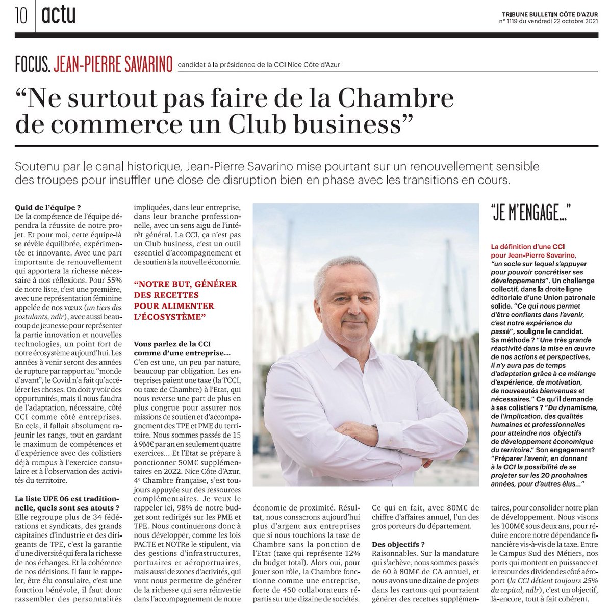 UPE_06's tweet photo. [Elections CCI] @JpSavarino  à @Tribuca : "Ne surtout pas faire de la Chambre de commerce un Club Business" 👉 Les atouts de la liste @UPE_06  ? + de 34 fédérations et syndicats, de grands capitaines d’industrie et dirigeants de TPE. #diversité #implication #intérêtgénéral https://t.co/rUyIzqp1r4