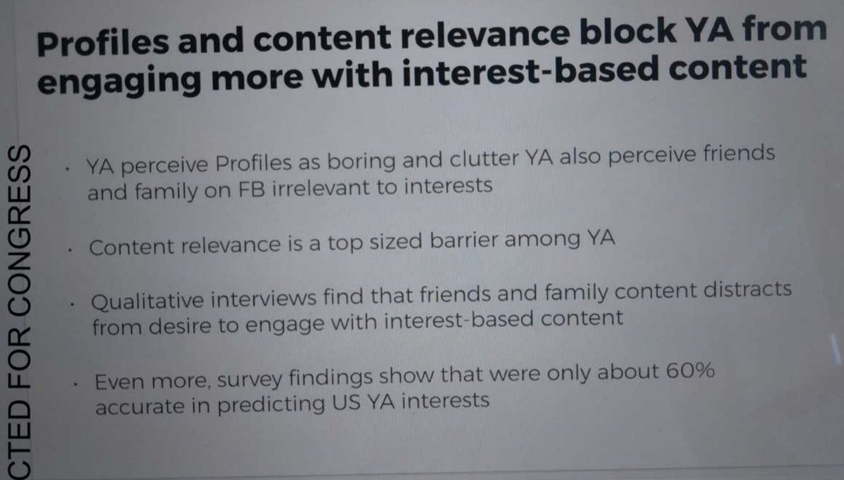 Kantrowitz's tweet photo. Fascinating: Facebook says young adults find Profiles boring and cluttered and that friends and family on Facebook are irrelevant to their interests! This shows exactly why TikTok is crushing Facebook. https://t.co/tqlDGvNX6w