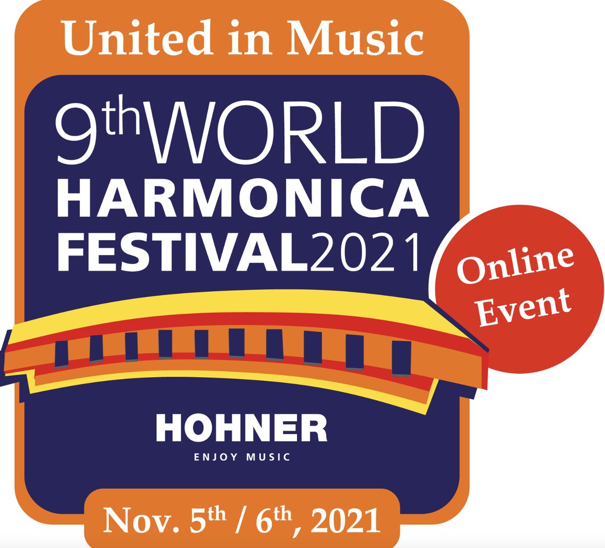 El WORLD HARMONICA FESTIVAL se celebrará online el fin de semana del 5 y 6 de noviembre! 
Este evento reúne a algunos de los mejores armonicistas del mundo, y este año nos ofrece una oportunidad única para no perdernos ni un detalle. 
Más info: world-harmonica-festival.de