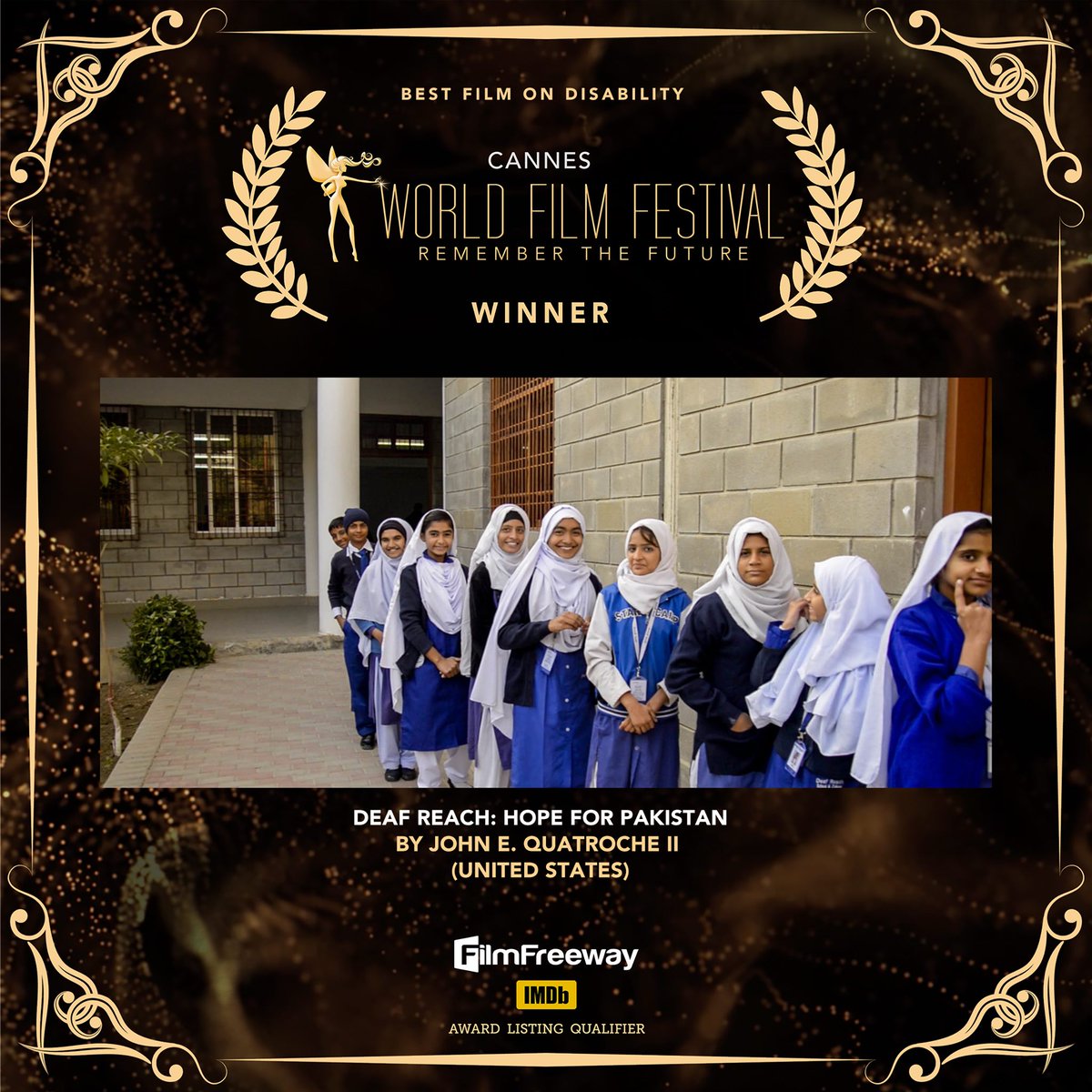 Coming soon! The short film, DEAF REACH: HOPE FOR PAKISTAN, wins top award at the Cannes Film Festival. Stay tuned for the International release and read the review at #imdb
imdb.com/title/tt141407…