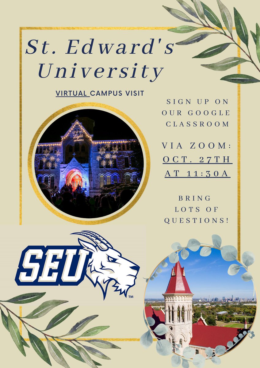 GoCenterPHS's tweet image. Seniors, interested in Texas State Technical College or St. Edward’s University? Stop by the Go Center on Tuesday and Wednesday @ 11:30a for presentations from these colleges! ☺️