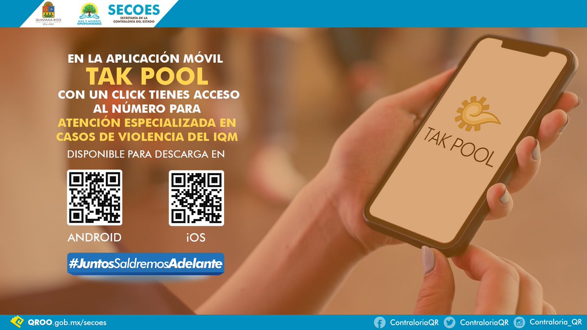SABGOBQRoo's tweet photo. En la aplicación móvil #TakPool tienes acceso inmediato al número de atención especializada en casos de violencia del @IQMujer.
Es tu derecho vivir una vida libre de violencia.
#DíaNaranja https://t.co/AnFOYBuqIw