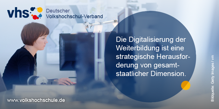 vhs_dachverband's tweet photo. #DigitaleWeiterbildung muss Bestandteil einer Nationalen #Weiterbildungsstrategie sein. Der @vhs_dachverband unterstützt diese Forderung der Kultusministerien der Länder #KMK ebenso wie die kommunalen Spitzenverbände @staedtetag @gemeindebund @DLTonline. https://t.co/2tKQN8eiJ5